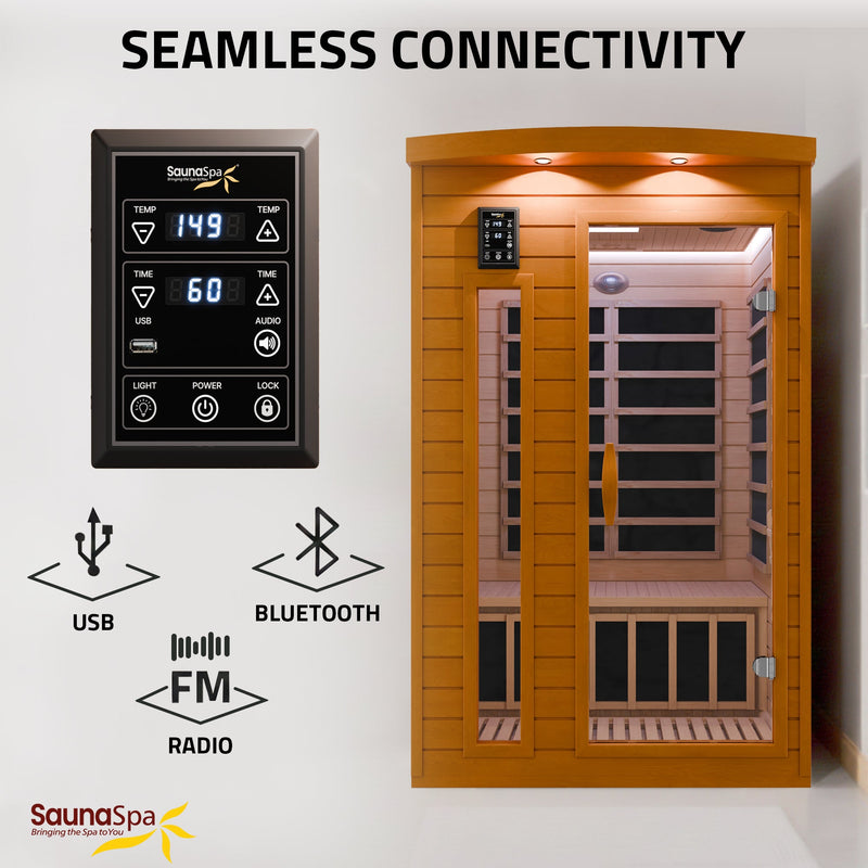 SaunaSpa SC-SS0015-0S 2-Person Indoor Infrared Cabin Sauna in Hemlock