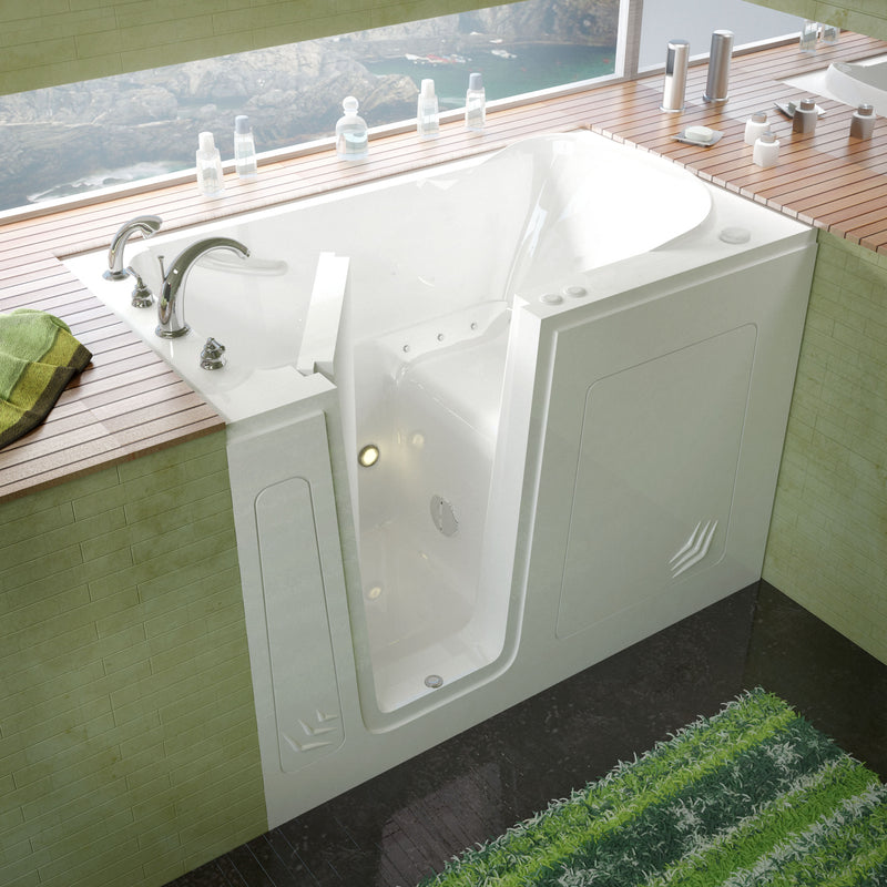 Meditub A3054LWA Walk-In 30 x 54 Left Drain White Air Jetted Walk-In Bathtub