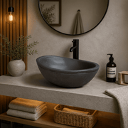 Small Danilo Cast Concrete Oval Vessel Sink - Dusk Grey