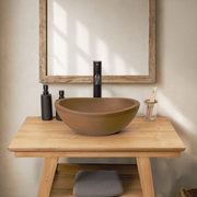 Small Danilo Cast Concrete Oval Vessel Sink - Vintage Brown