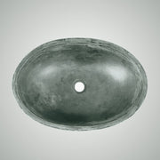 Small Lisman Oval Cast Concrete Vessel Sink - Copper Green