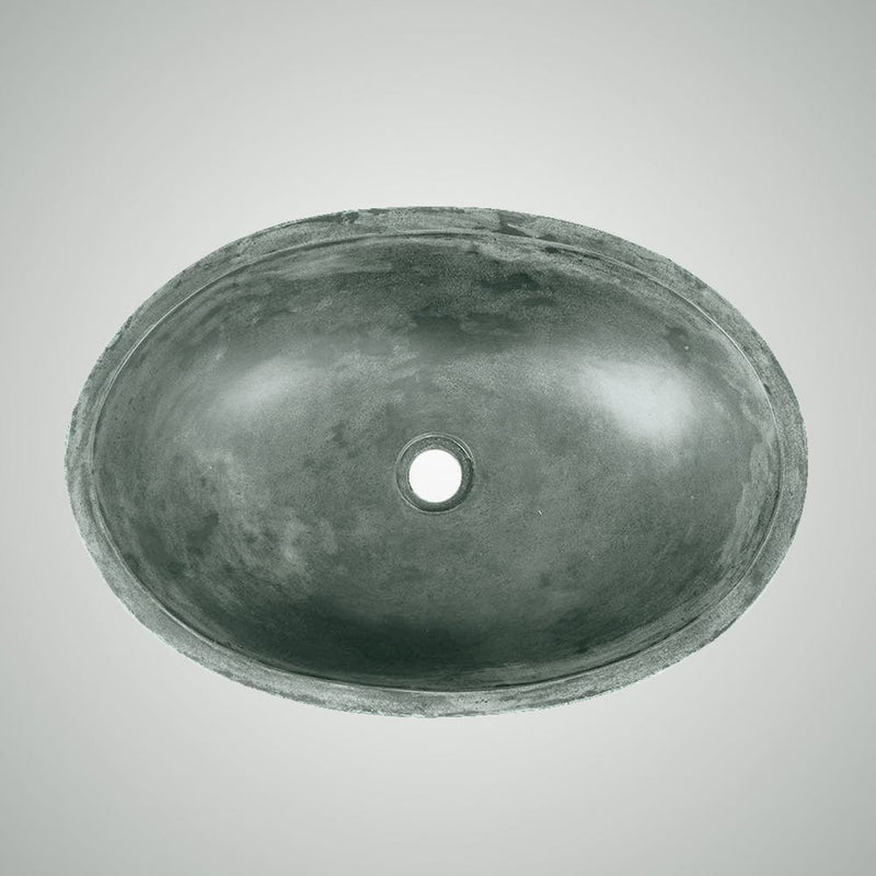 Small Lisman Oval Cast Concrete Vessel Sink - Copper Green