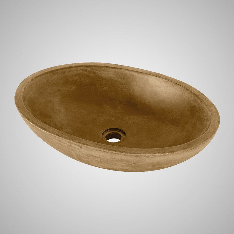 Small Lisman Oval Cast Concrete Vessel Sink - Vintage Brown