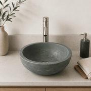 Small Sardis Round Cast Concrete Vessel Sink - Copper Green