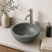 Small Sardis Round Cast Concrete Vessel Sink - Copper Green