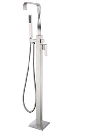 Anzzi Yosemite Series 2-Handle Freestanding Tub Faucet with Hand Shower in Brushed Nickel