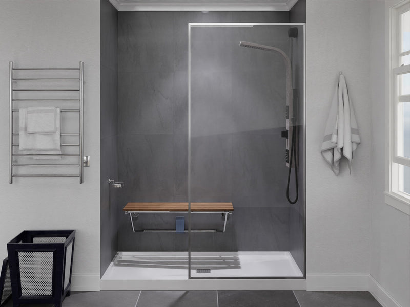 SteamSpa SSP-SS-D-CH Teak Wood Wall Mounted Shower Seat - view 3