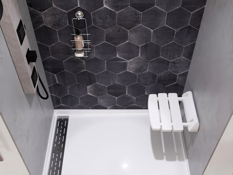SteamSpa SSP-SS-C Wall Mounted Shower Seat in White - view 4