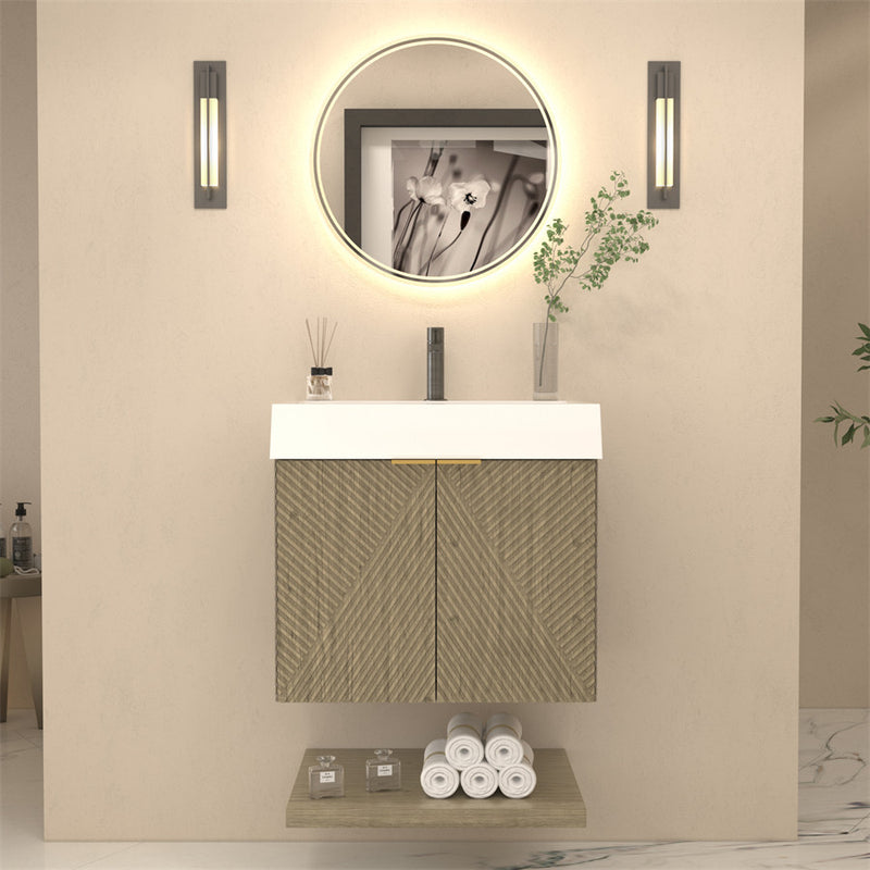 Moreno Bath MT24 Stella 24" Fluted Floating Bathroom Vanity with Reinforced Acrylic Sink