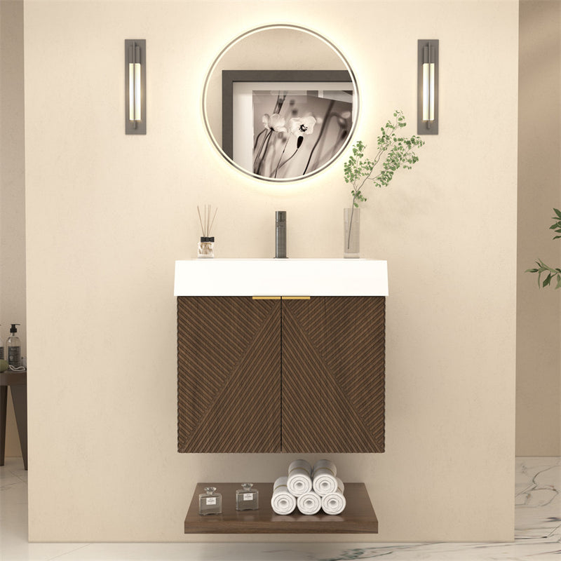 Moreno Bath MT24 Stella 24" Fluted Floating Bathroom Vanity with Reinforced Acrylic Sink