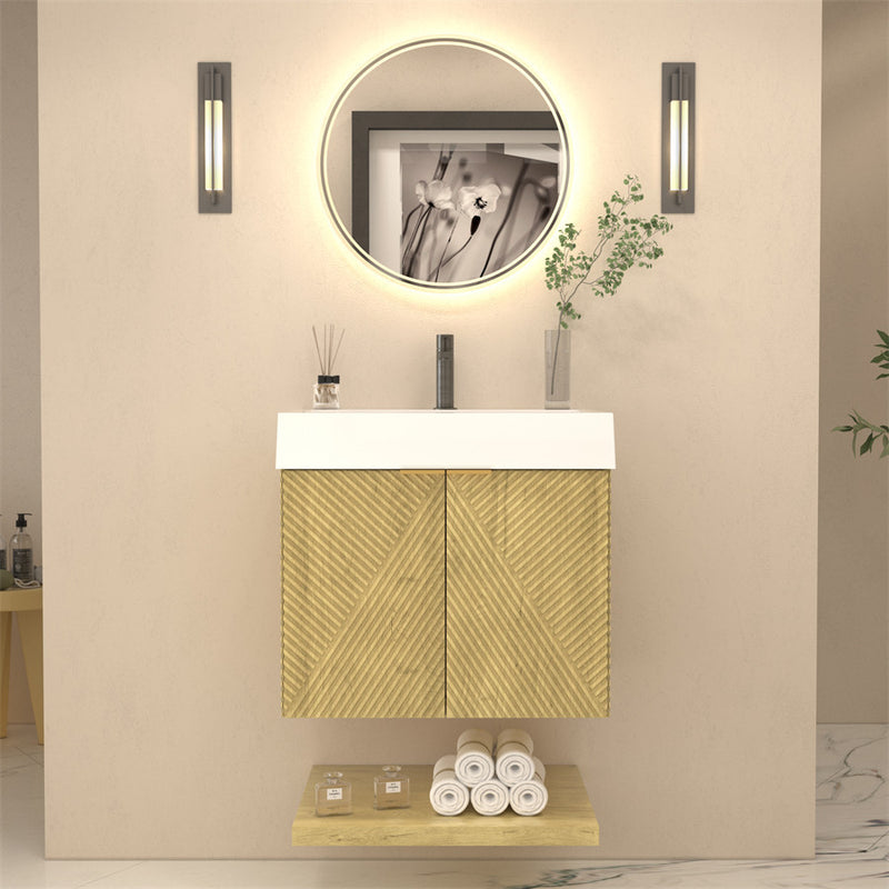 Moreno Bath MT24 Stella 24" Fluted Floating Bathroom Vanity with Reinforced Acrylic Sink