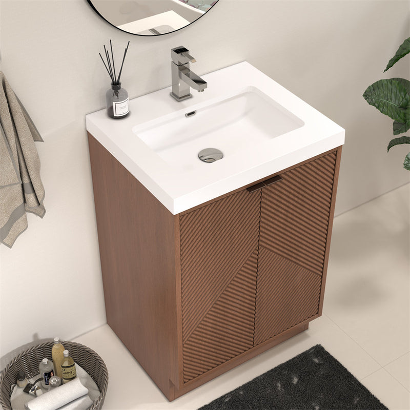 Moreno Bath MT24FS Mason 24" Fluted Freestanding Bathroom Vanity with Sink Top