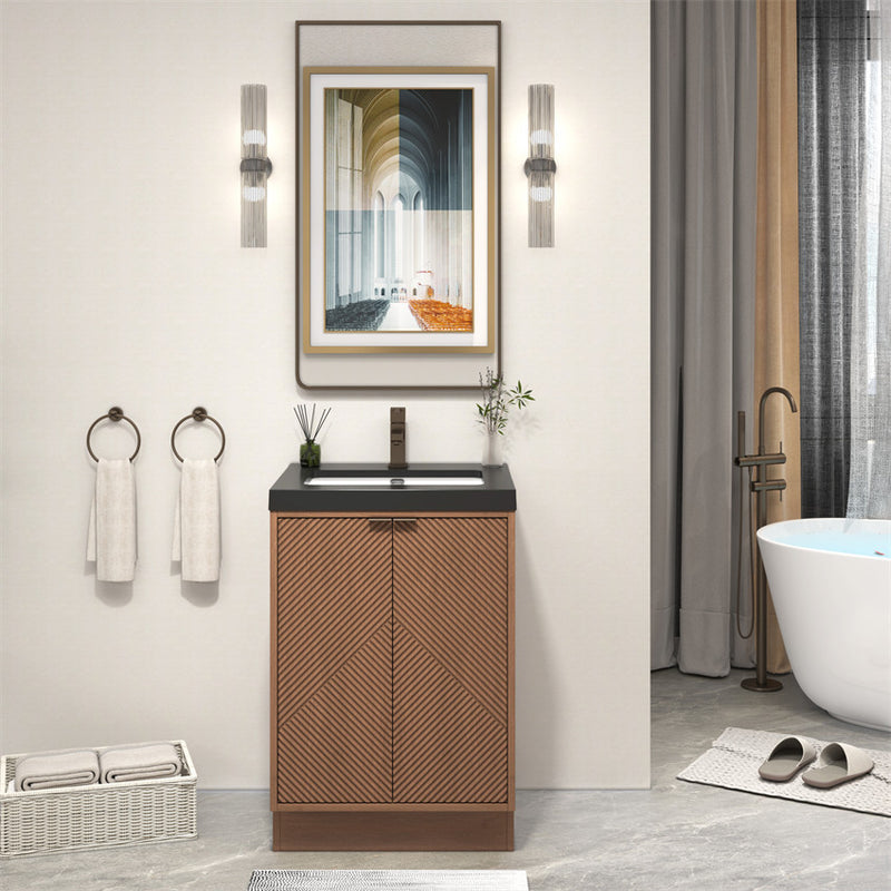 Moreno Bath MT24FS Mason 24" Fluted Freestanding Bathroom Vanity with Sink Top