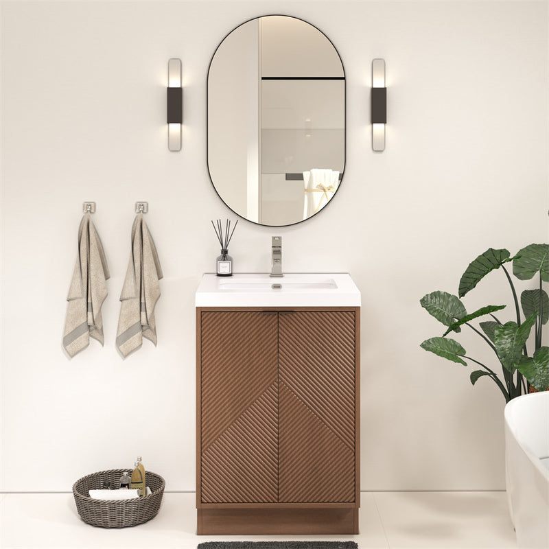 Moreno Bath MT24FS Mason 24" Fluted Freestanding Bathroom Vanity with Sink Top