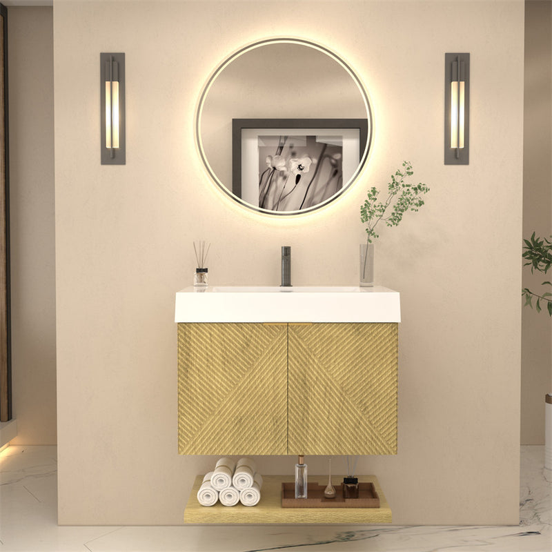 Moreno Bath MT30 Stella 30" Fluted Floating Bathroom Vanity with Reinforced Acrylic Sink