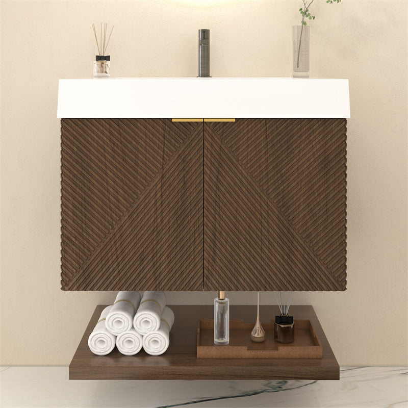 Moreno Bath MT30 Stella 30" Fluted Floating Bathroom Vanity with Reinforced Acrylic Sink