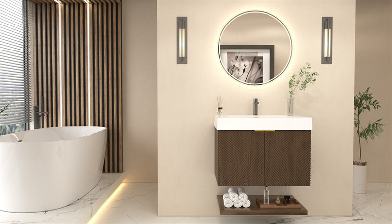 Moreno Bath MT30 Stella 30" Fluted Floating Bathroom Vanity with Reinforced Acrylic Sink