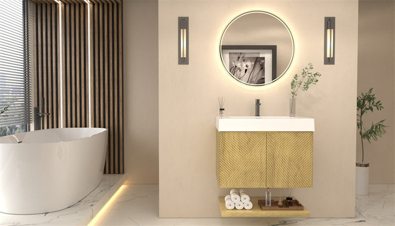Moreno Bath MT30 Stella 30" Fluted Floating Bathroom Vanity with Reinforced Acrylic Sink