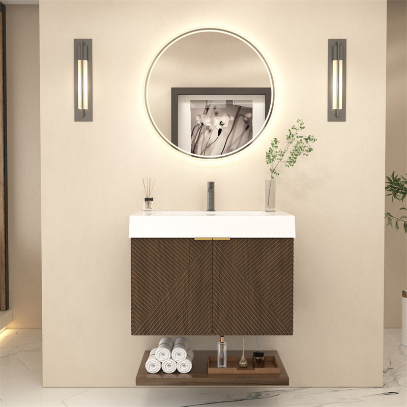 Moreno Bath MT30 Stella 30" Fluted Floating Bathroom Vanity with Reinforced Acrylic Sink
