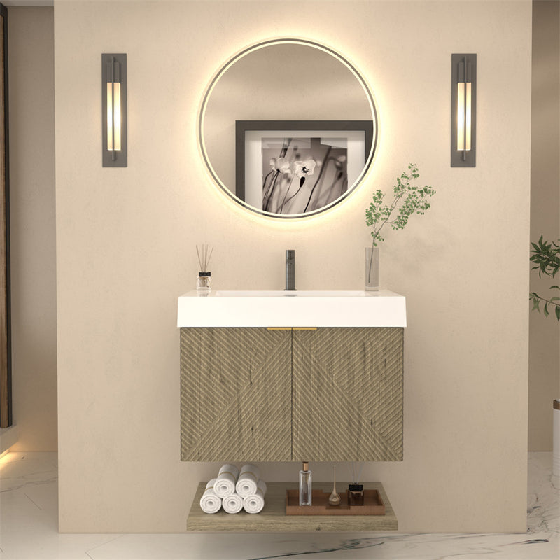 Moreno Bath MT30 Stella 30" Fluted Floating Bathroom Vanity with Reinforced Acrylic Sink