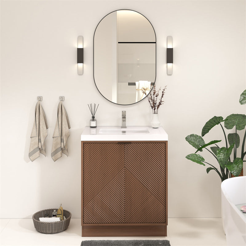 Moreno Bath MT30FS Mason 30" Fluted Freestanding Bathroom Vanity with Sink Top
