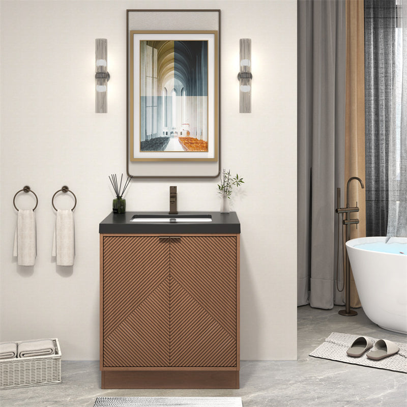 Moreno Bath MT30FS Mason 30" Fluted Freestanding Bathroom Vanity with Sink Top