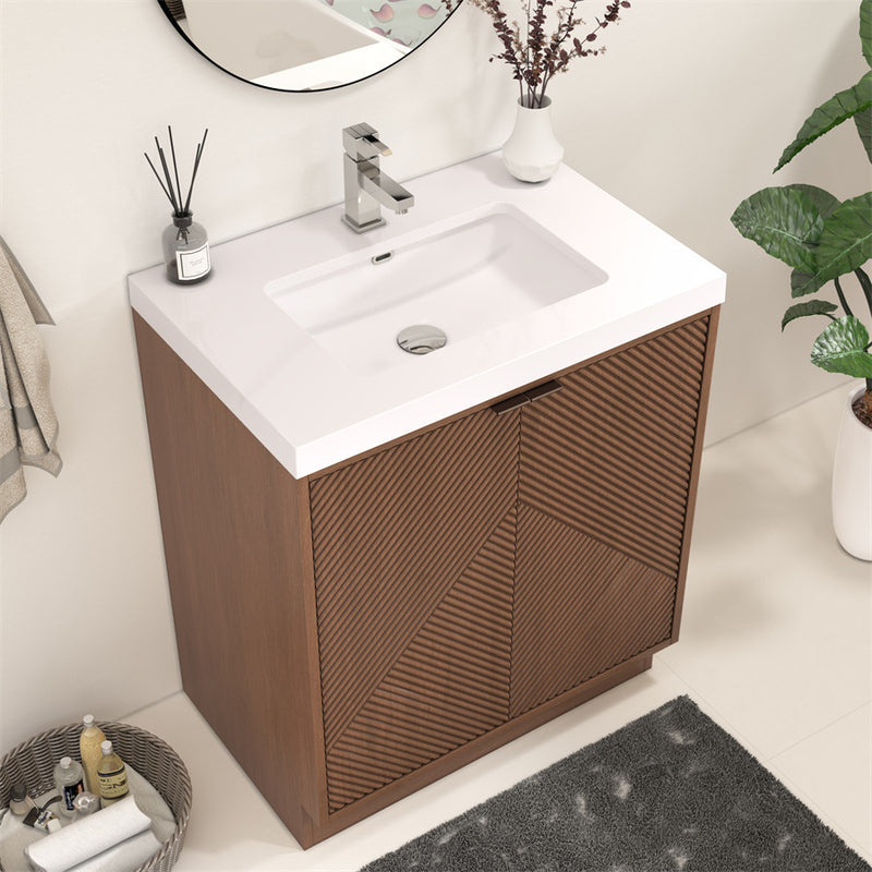 Moreno Bath MT30FS Mason 30" Fluted Freestanding Bathroom Vanity with Sink Top
