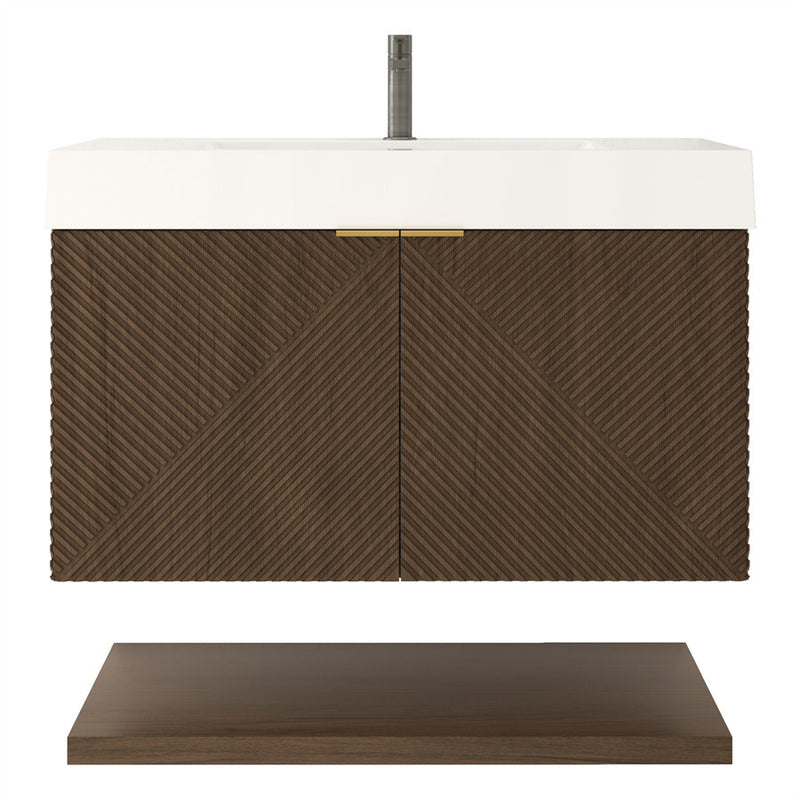 Moreno Bath MT36 Stella 36" Fluted Floating Bathroom Vanity with Reinforced Acrylic Sink