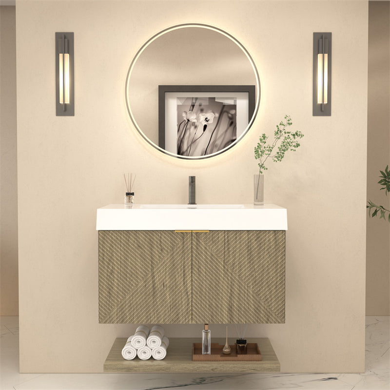 Moreno Bath MT36 Stella 36" Fluted Floating Bathroom Vanity with Reinforced Acrylic Sink