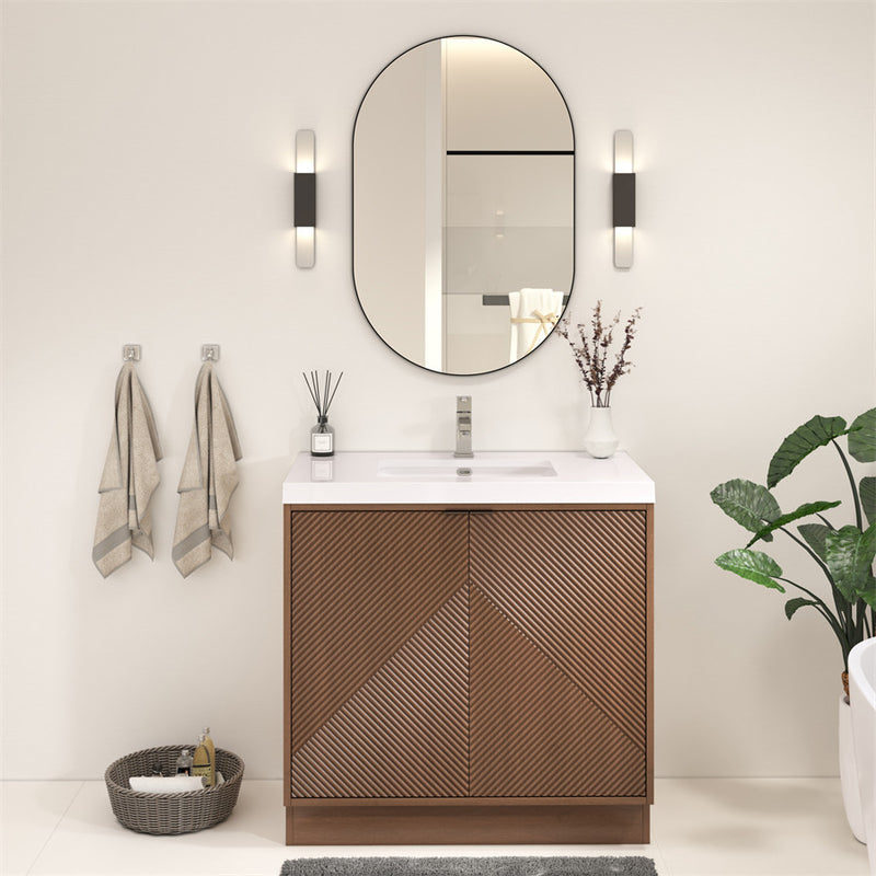Moreno Bath MT36FS Mason 36" Fluted Freestanding Bathroom Vanity with Sink Top