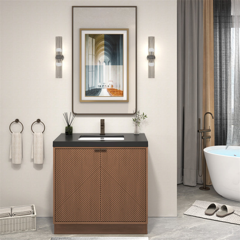 Moreno Bath MT36FS Mason 36" Fluted Freestanding Bathroom Vanity with Sink Top