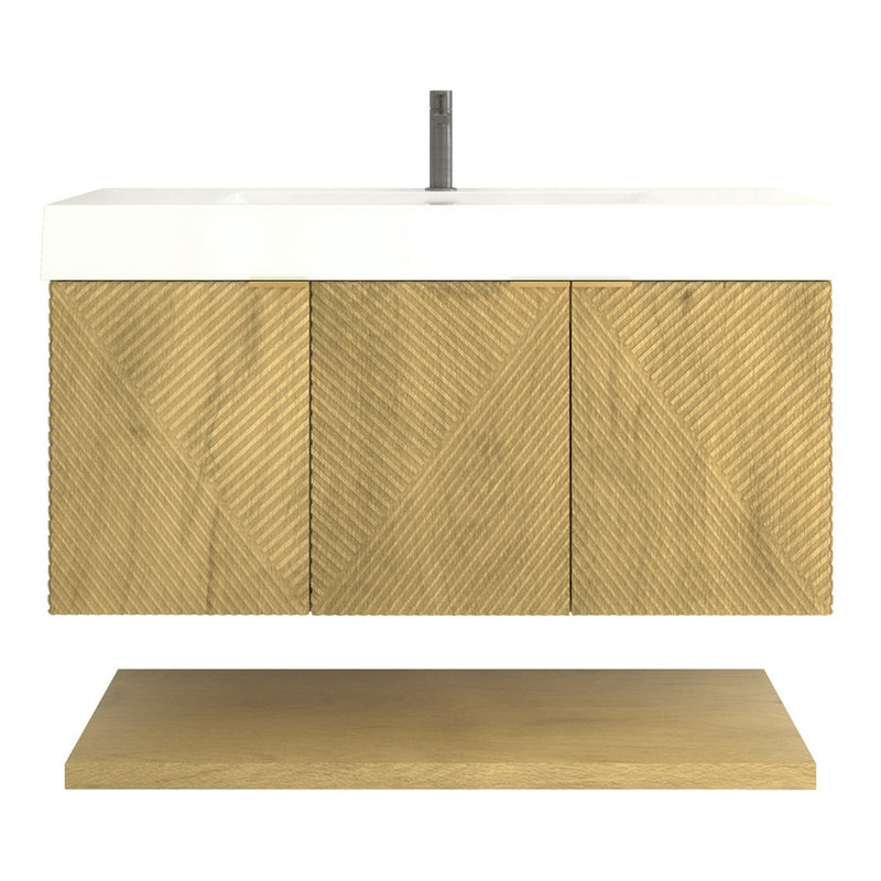 Moreno Bath MT42L Stella 42" Fluted Floating Bathroom Vanity with Reinforced Acrylic Sink | Left Side Drawers