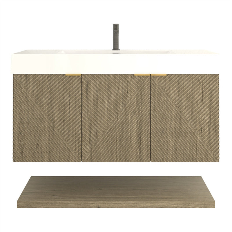 Moreno Bath MT42L Stella 42" Fluted Floating Bathroom Vanity with Reinforced Acrylic Sink | Left Side Drawers