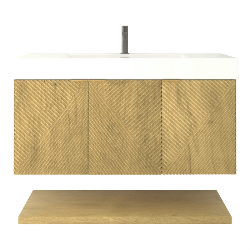 Moreno Bath MT42R Stella 42" Fluted Floating Bathroom Vanity with Reinforced Acrylic Sink | Right Side Drawers