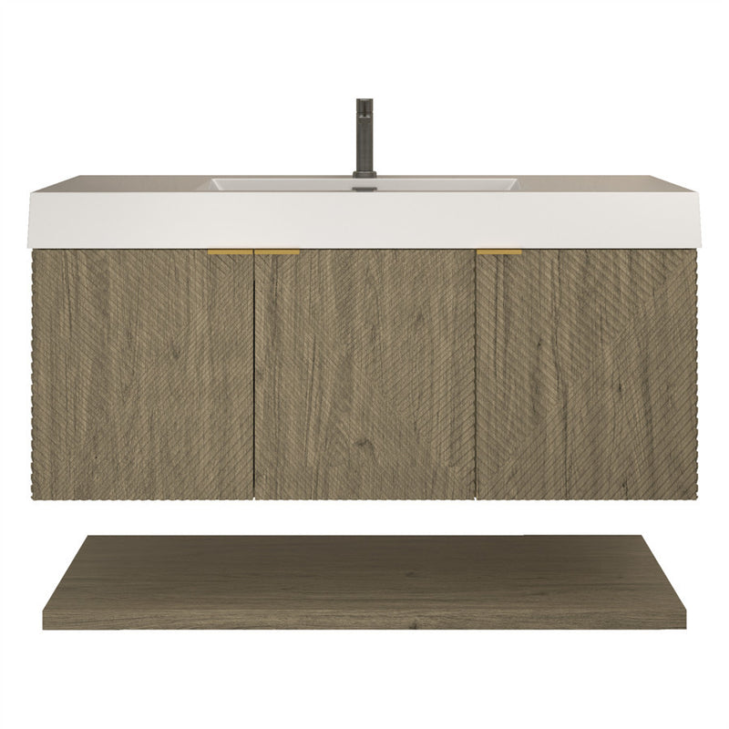 Moreno Bath MT48 Stella 48" Fluted Floating Bathroom Vanity with Reinforced Acrylic Sink