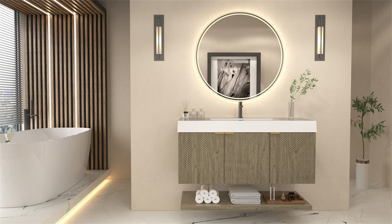 Moreno Bath MT48 Stella 48" Fluted Floating Bathroom Vanity with Reinforced Acrylic Sink