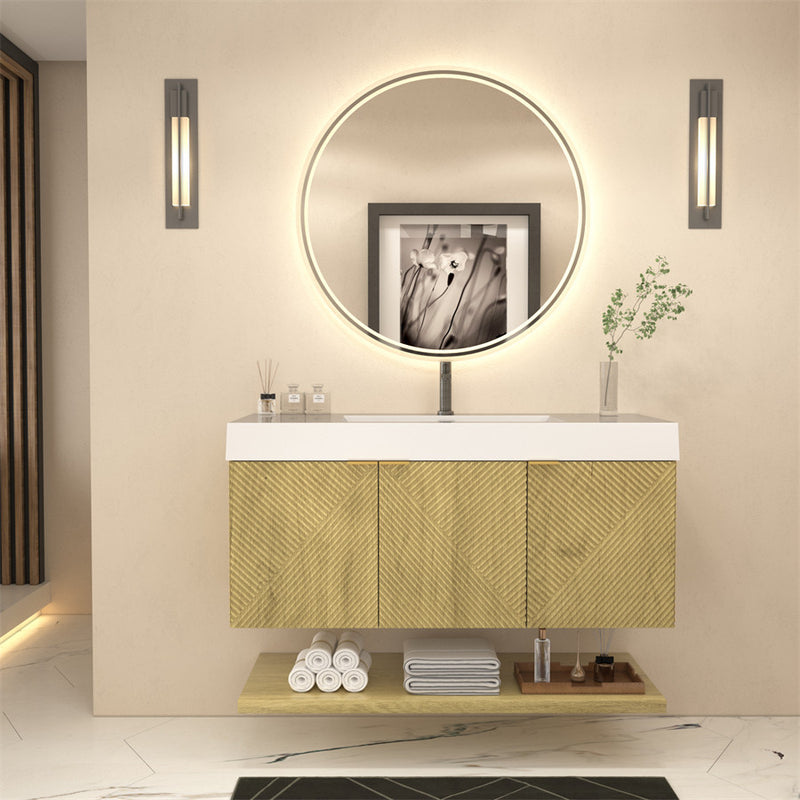 Moreno Bath MT48 Stella 48" Fluted Floating Bathroom Vanity with Reinforced Acrylic Sink