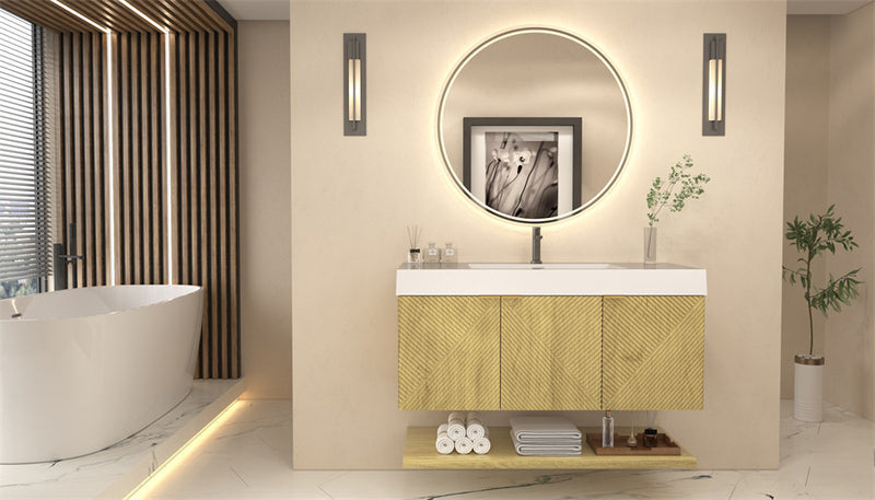 Moreno Bath MT48 Stella 48" Fluted Floating Bathroom Vanity with Reinforced Acrylic Sink