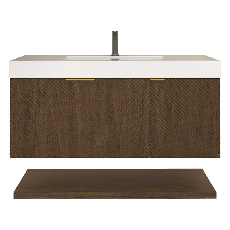 Moreno Bath MT48 Stella 48" Fluted Floating Bathroom Vanity with Reinforced Acrylic Sink