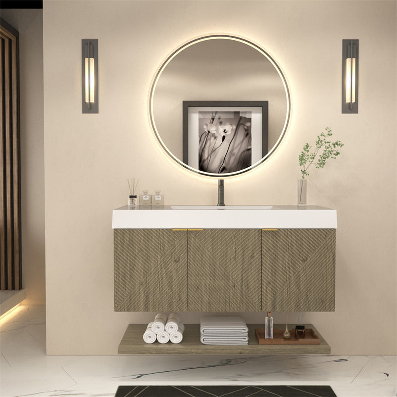 Moreno Bath MT48 Stella 48" Fluted Floating Bathroom Vanity with Reinforced Acrylic Sink