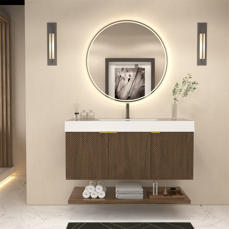 Moreno Bath MT48 Stella 48" Fluted Floating Bathroom Vanity with Reinforced Acrylic Sink