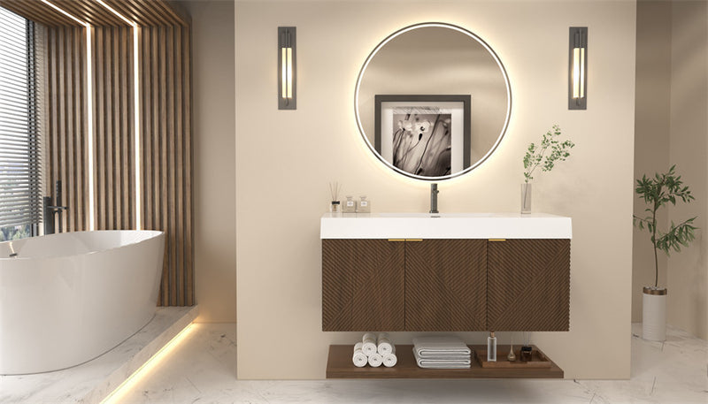 Moreno Bath MT48 Stella 48" Fluted Floating Bathroom Vanity with Reinforced Acrylic Sink