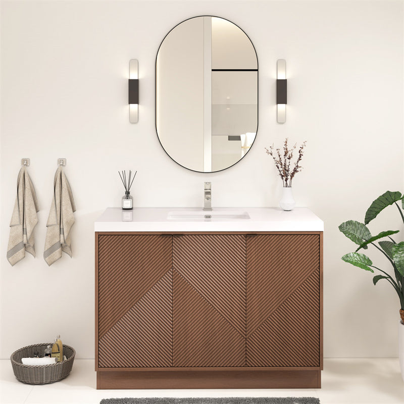 Moreno Bath MT48FS Mason 48" Fluted Freestanding Bathroom Vanity with Sink Top