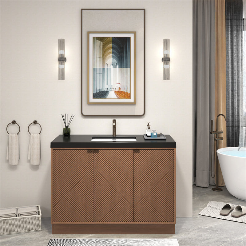 Moreno Bath MT48FS Mason 48" Fluted Freestanding Bathroom Vanity with Sink Top