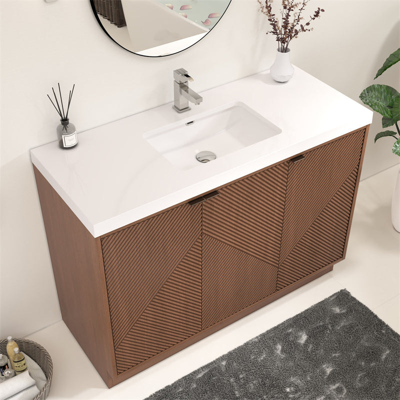 Moreno Bath MT48FS Mason 48" Fluted Freestanding Bathroom Vanity with Sink Top