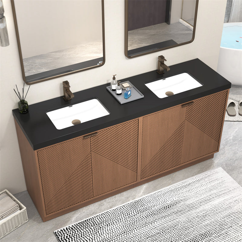 Moreno Bath MT72DFS Mason 72" Fluted Freestanding Bathroom Vanity with Double Sink Top