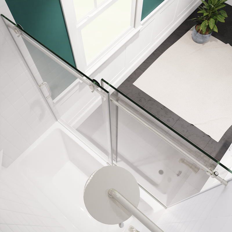 Anzzi Don Series Frameless Sliding Tub Door in Brushed Nickel