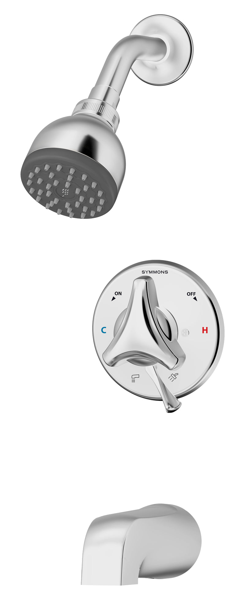Symmons S-9602-X-P Origins Tub and Shower System with Valve and Service Stops, Polished Chrome