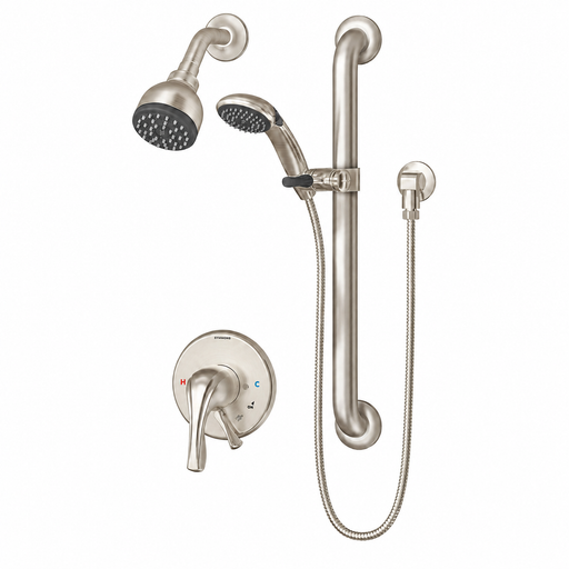 Symmons S9608PLR15TRMSTNTC Origins Shower System Trim with Hand Shower and Slide Bar for Test Cap Valve, Satin Nickel