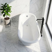 Anzzi FT-AZ090 Talyah Series 71 in. x 35 in. Flat Bottom Acrylic Freestanding Soaking Bathtub with Center Drain in Glossy White - view 2